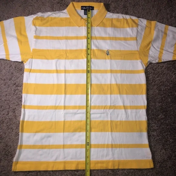 Vintage 80s 90s Nautica Polo Row Crew Preppy Yellow Work School Ivy League Shirt - Picture 6 of 13